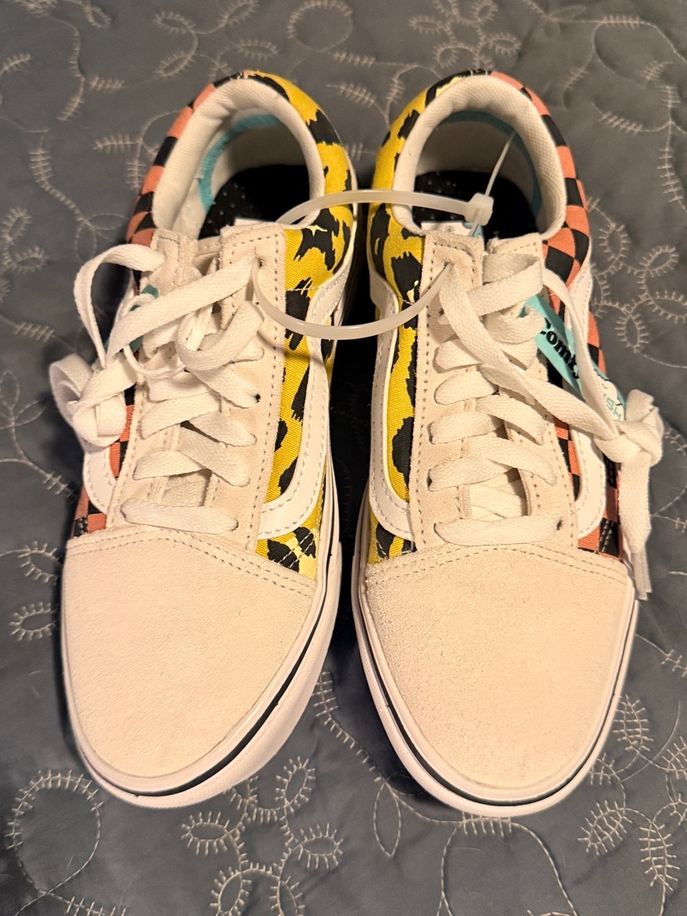 Vans Checkerboard Low Top Sneakers in Pink, Yellow, Black and White